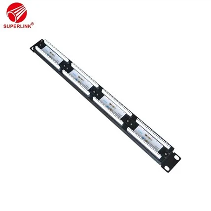 Vendas da Fábrica Cat5e Clássico Não Blindado Super Five Aço Preto Robusto 24 Portas Patch Panel Rede Quadro de Distribuição